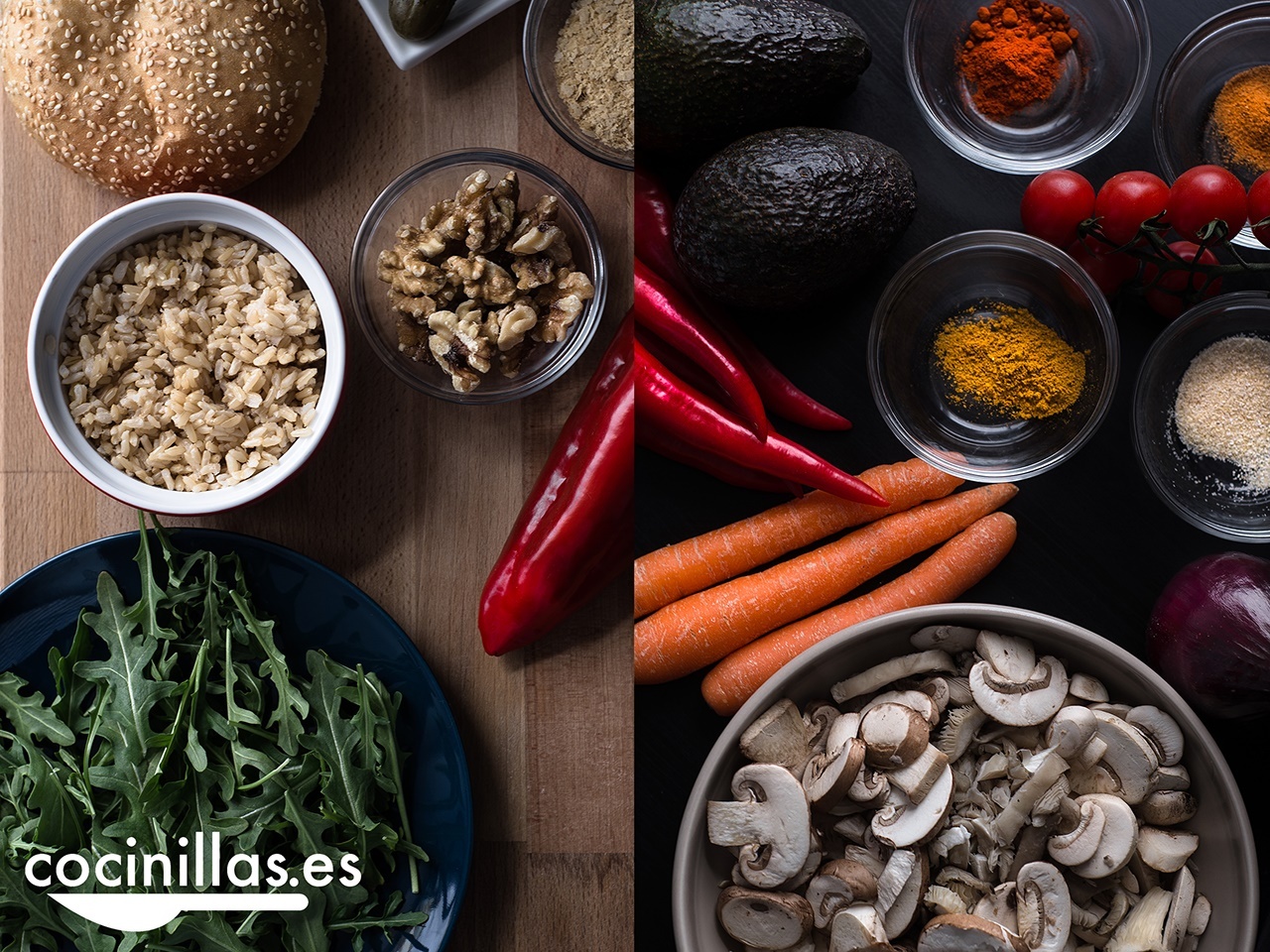 Ingredientes para hamburguesas vegetarianas