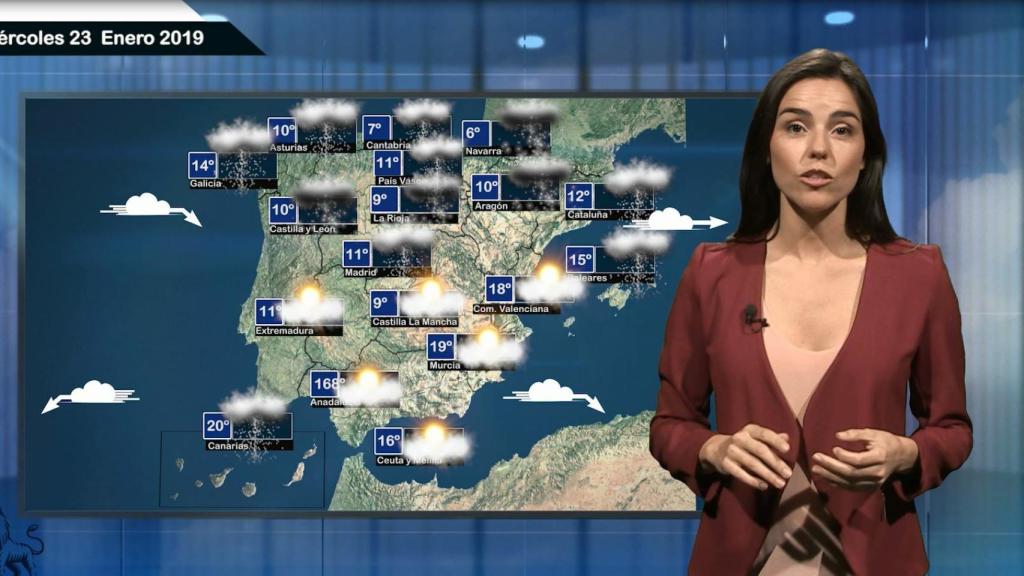 Fotograma de la previsión del tiempo del miércoles 23 de enero de 2019