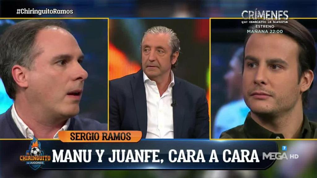 Manu Sainz en 'El Chiringuito'. Foto: Twitter (@elchiringuitotv)