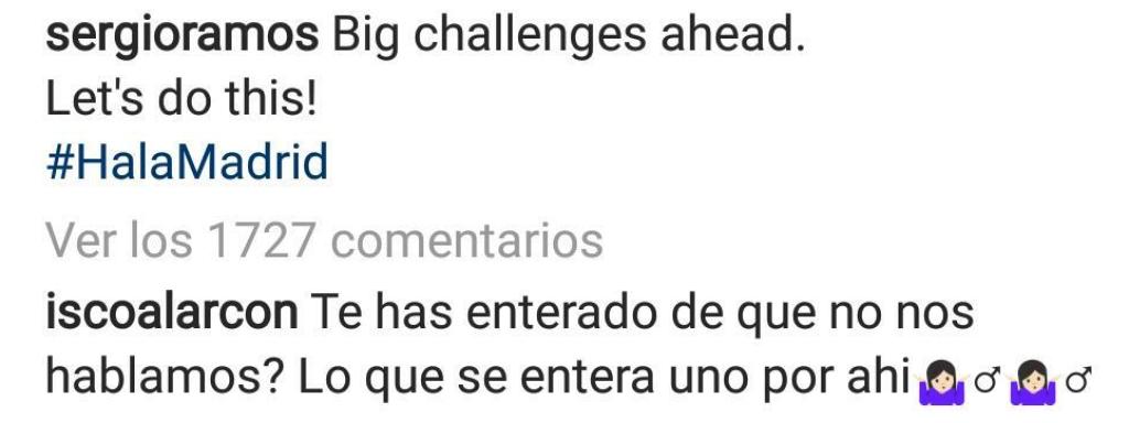 Mensaje de Isco a Ramos