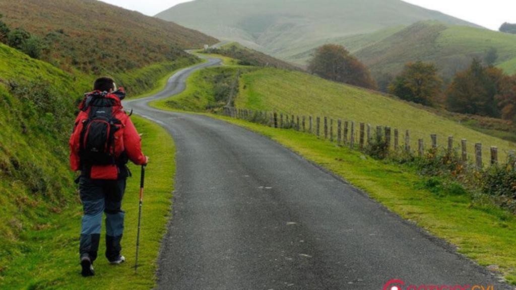Un peregrino recorre el Camino Francés.