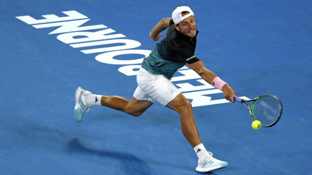 Lucas Pouille durante su partido ante Djokovic