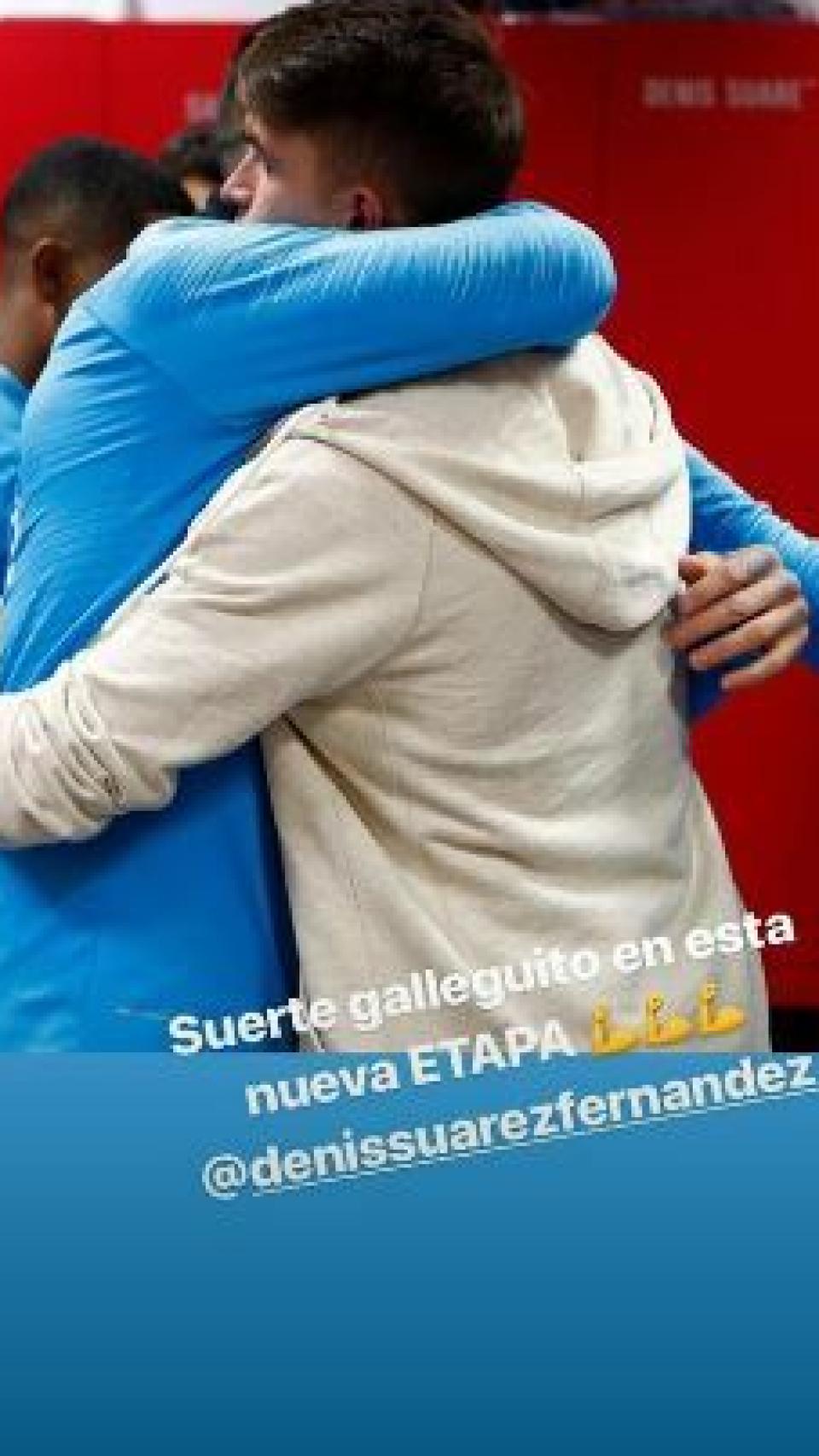 Luis Suárez se despide de Denis Suárez