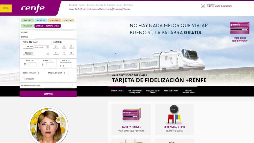 Imagen de la actual web de Renfe.