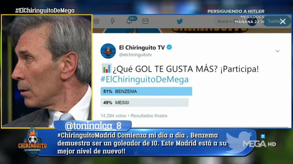 El 'Lobo' Carrasco se pica en 'El Chiringuito'. Foto: Twitter (@elchiringuitotv)