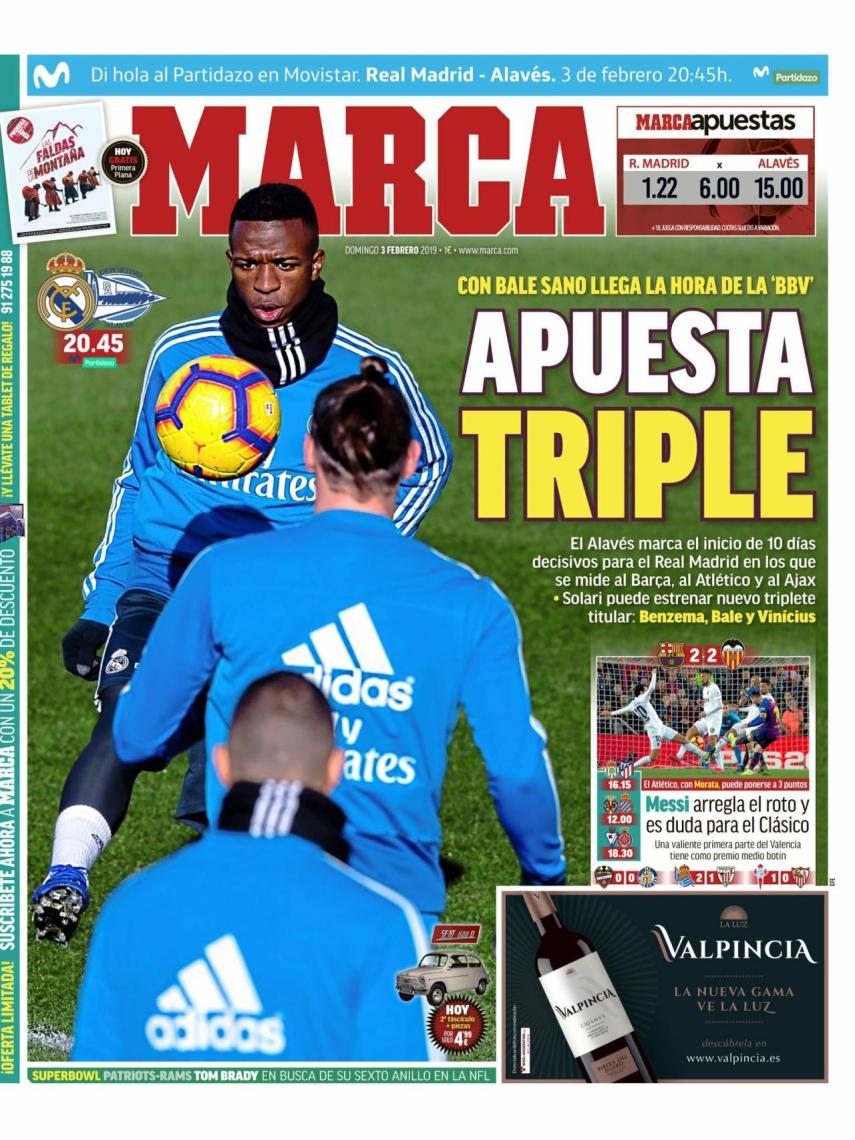 La portada del diario MARCA (03/02/2019)