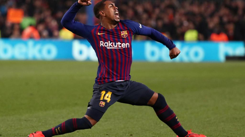 Malcom celebra su gol al Real Madrid