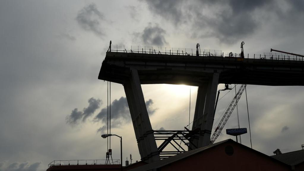 Lo que queda del puente Morandi, en Génova.
