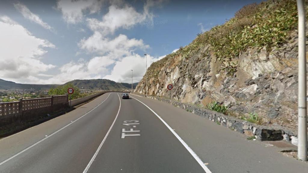 La carretera TF-13 en la que tuvo lugar el accidente mortal.