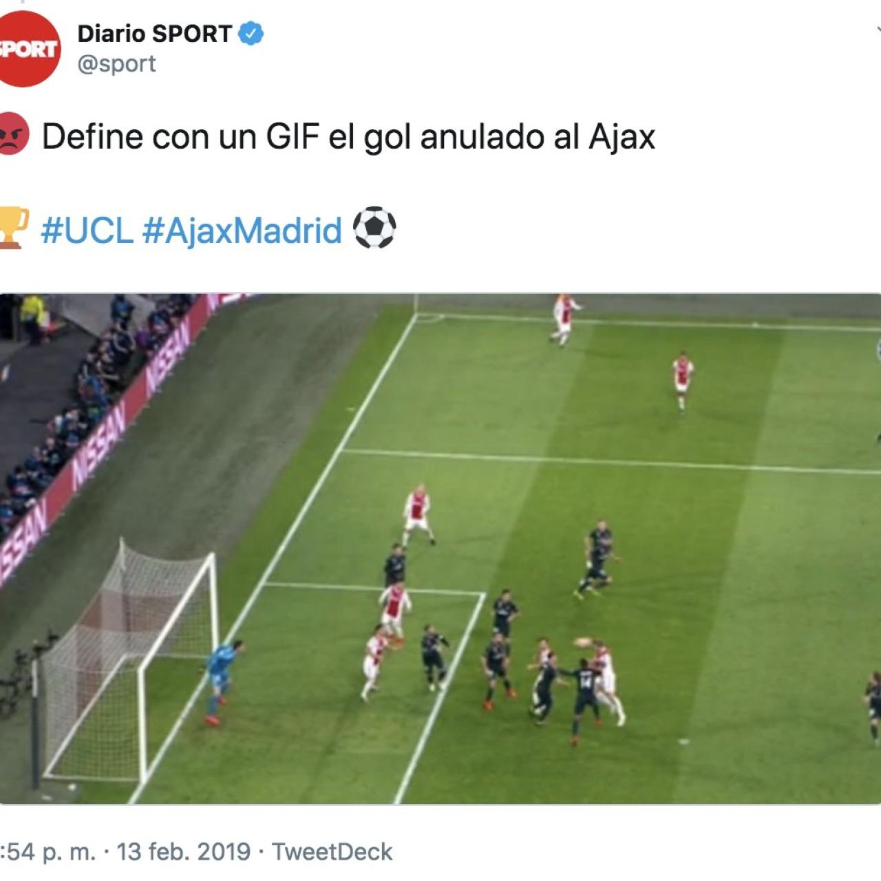 SPORT sube una captura de pantalla de otro momento, y no del fuera de juego.