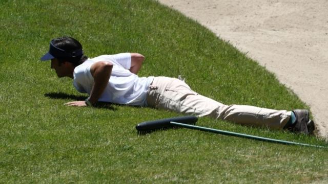 Santiago Vega de Seoane en un torneo de golf.