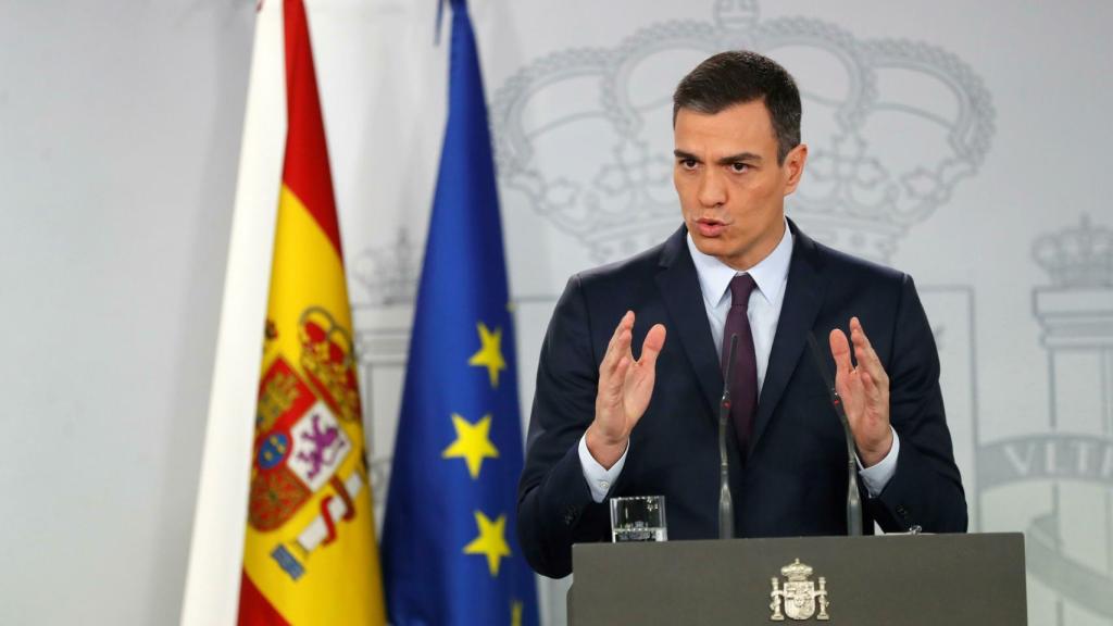 Pedro Sánchez, durante su comparecencia anunciando la fecha de las elecciones.