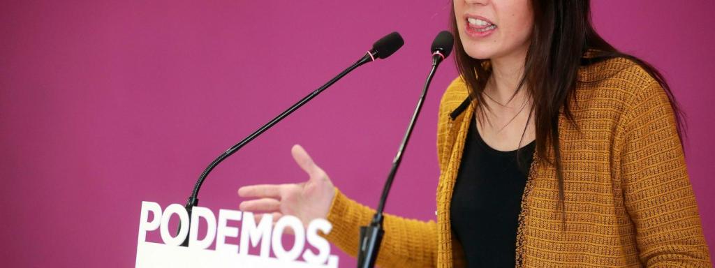 Irene Montero durante la comparecencia.