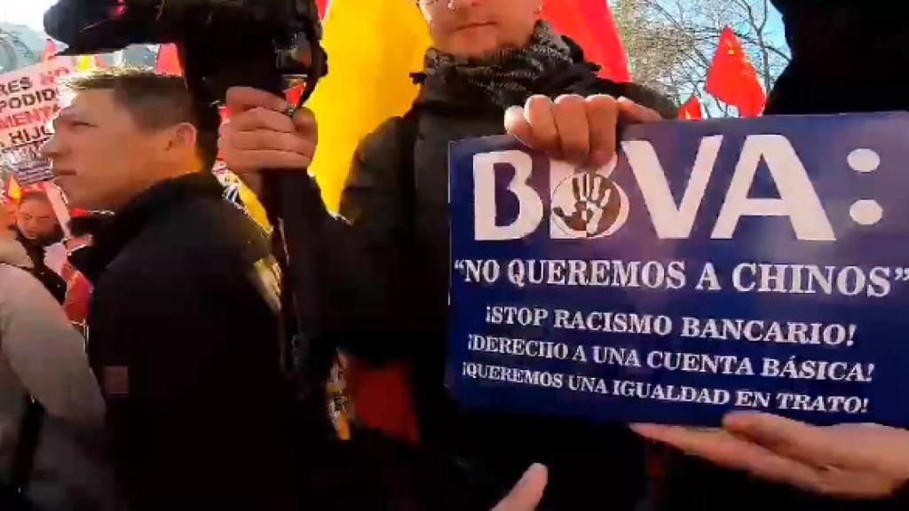Una de las pancartas en la manifestación.