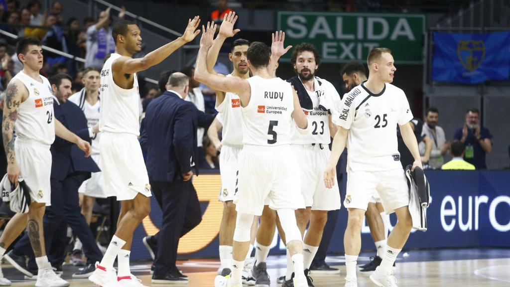 Celerbración del Real Madrid ante Estudiantes en la Copa
