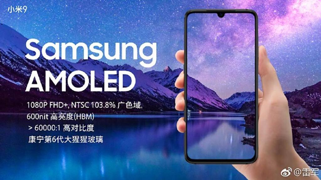 Desvelado el frontal del Xiaomi Mi 9: AMOLED de Samsung y notch mínimo