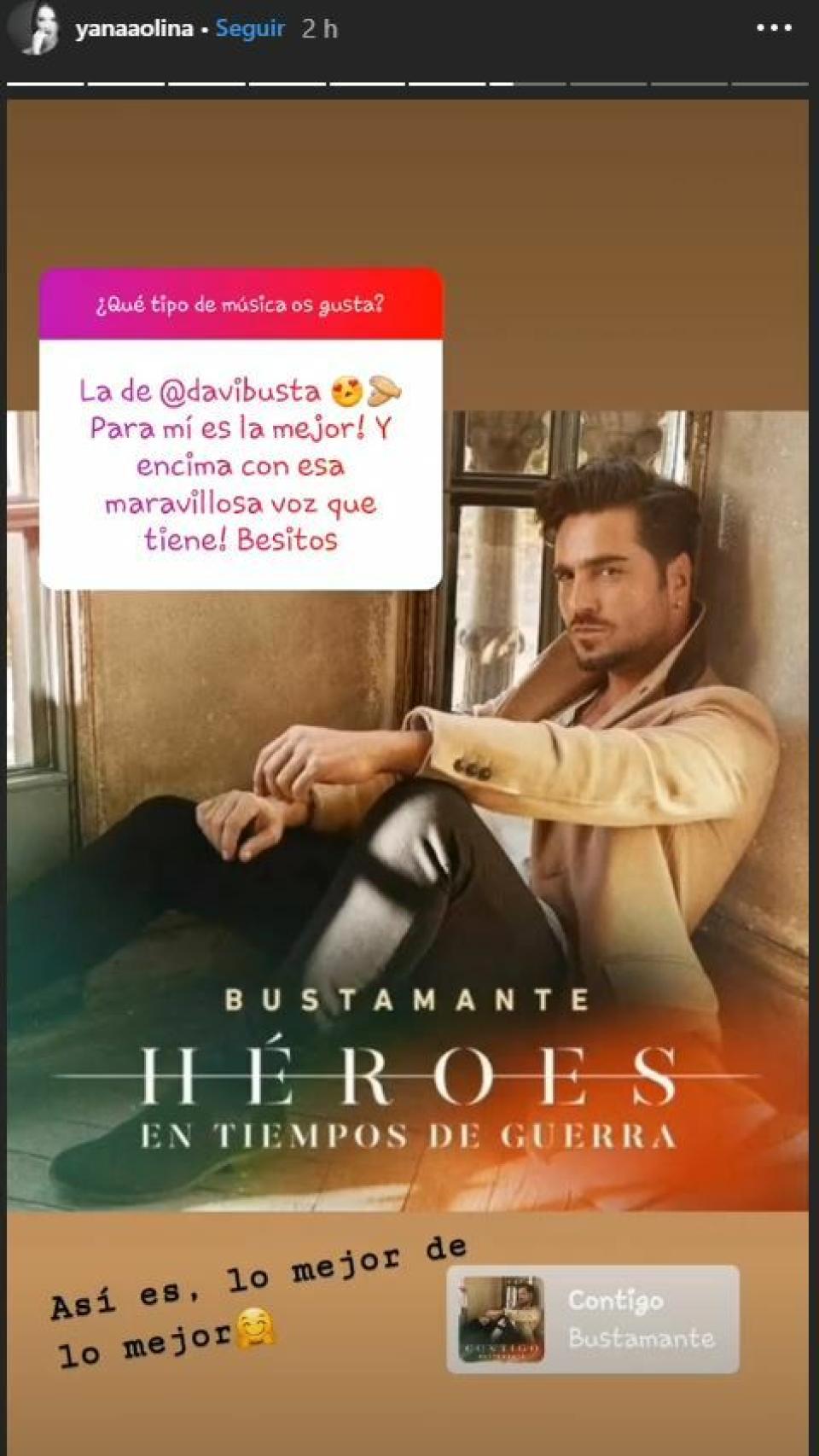 Pantallazo del Instagram Story de la bailarina Yana Olina.