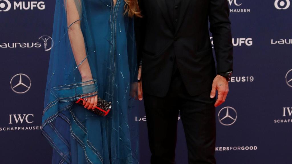 Luis Figo y su mujer, Helen Swedin, en la gala de los Laureus