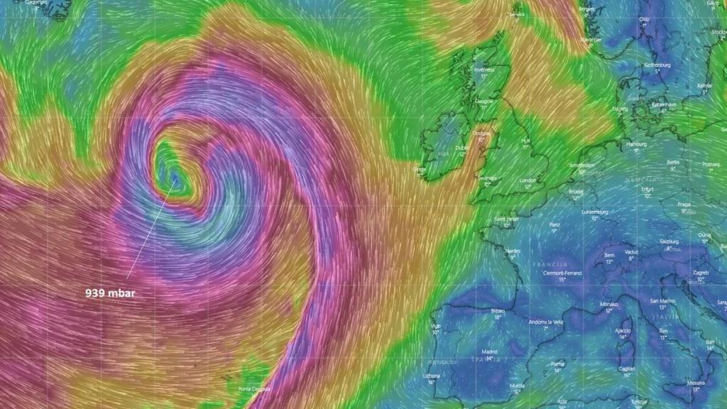 La formación de la borrasca Julia en un modelo de severe-weather.eu
