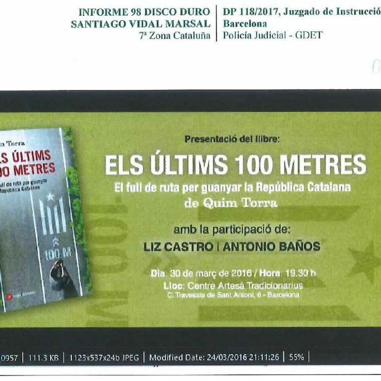 Portada del libro de Torra reproducida en el informe policial./