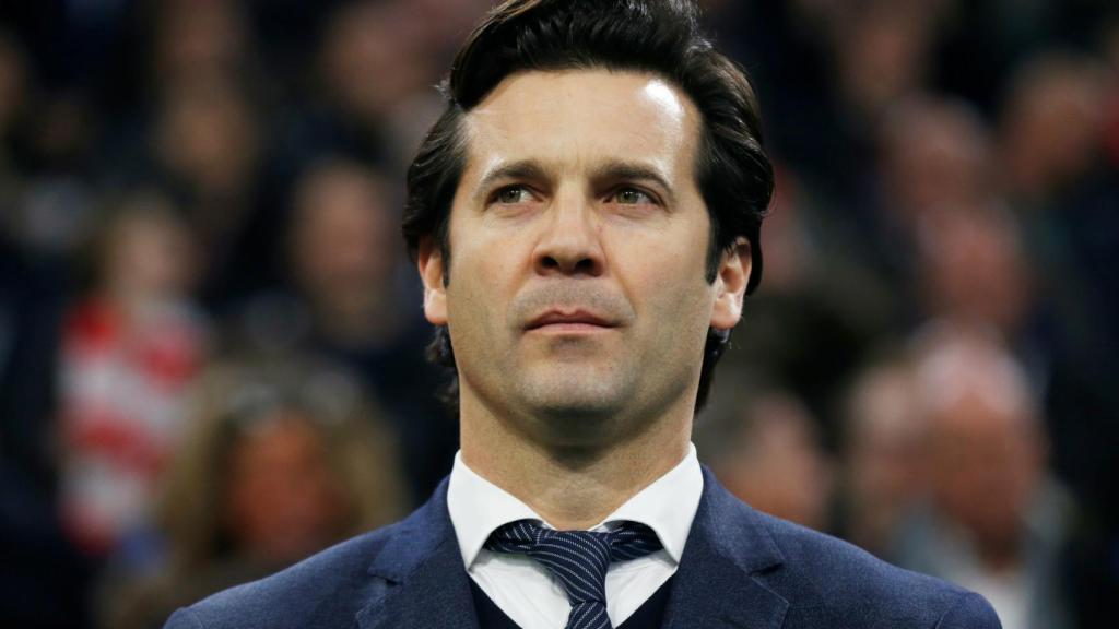 Solari, durante un partido del Real Madrid