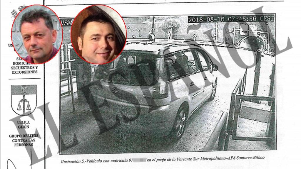 El vehículo de los sicarios regresando de Llanes tras el crimen el 16 de agosto.