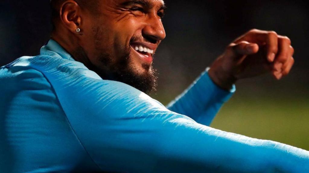Boateng sonríe en un entrenamiento del Barcelona. Foto: Instagram (@princeboateng)