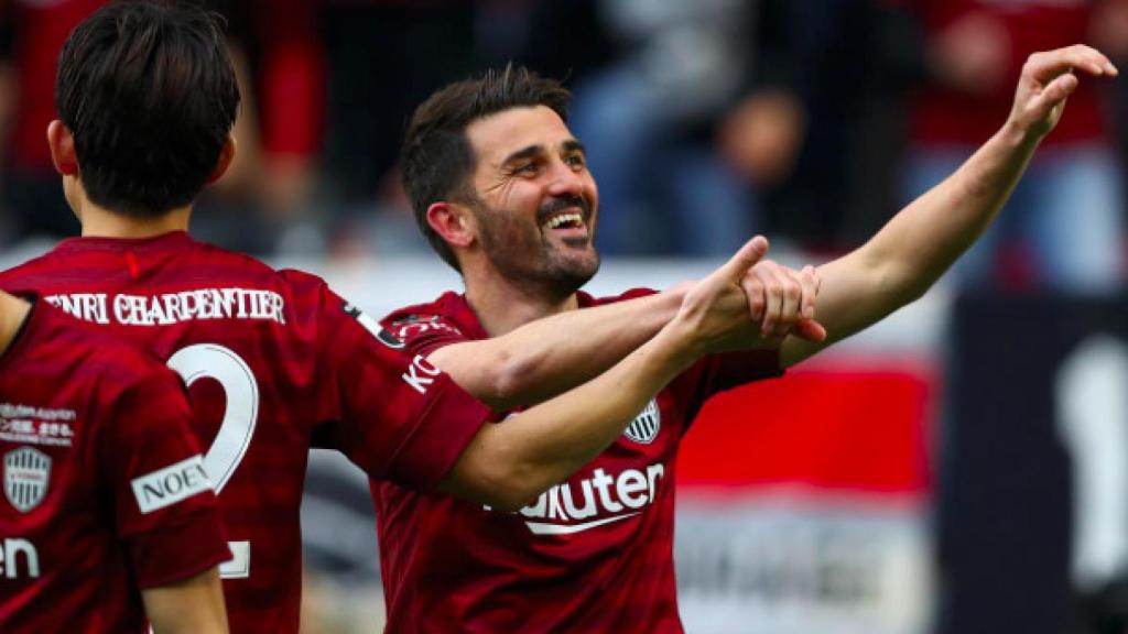 Villa celebra un gol con el Vissel Kobe. Foto: Twitter (@vissel_kobe)