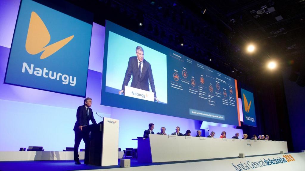 El presidente de Naturgy, Francisco Reynés, durante la junta general de accionistas.