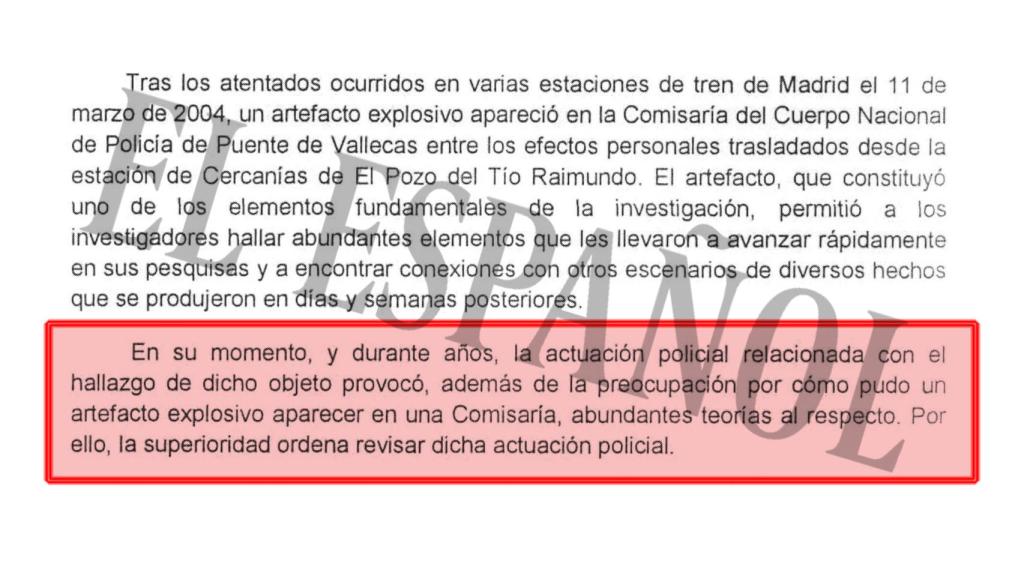 Uno de los extractos del informe.