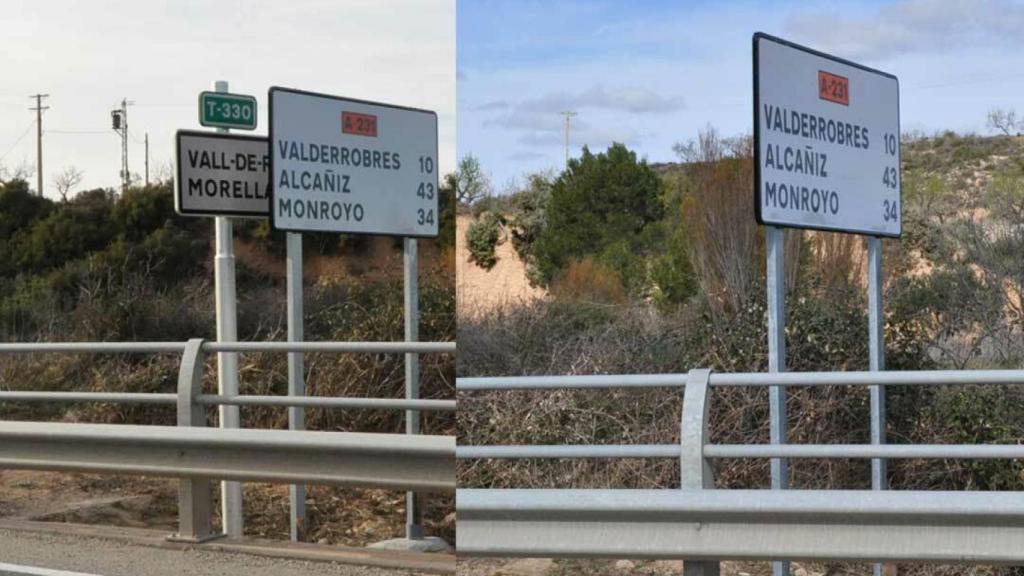 Antes y después de la retirada del cartel