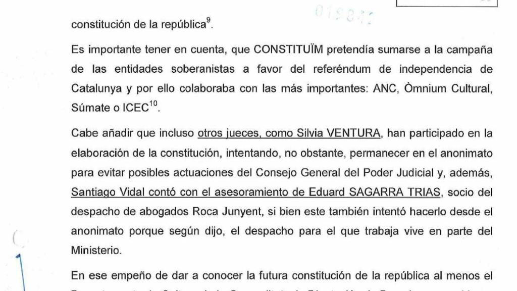 Una de las partes del informe en la que se menciona a Ventura./