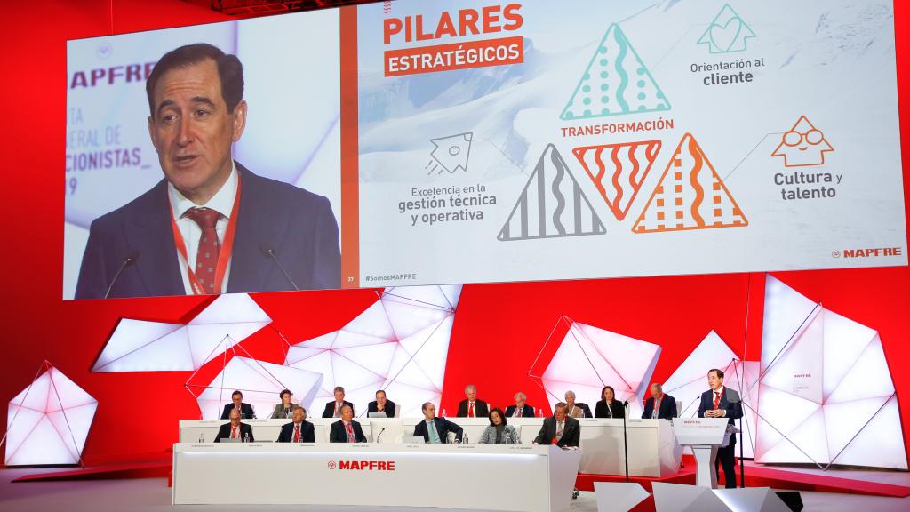 Antonio Huertas, presidente de Mapfre, durante la presentación del nuevo plan estratégico de la aseguradora.
