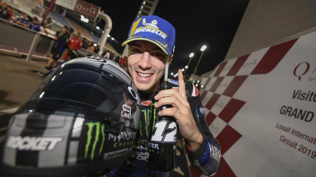 Maverick Viñales, tras conseguir la pole en el Gran Premio de Qatar.