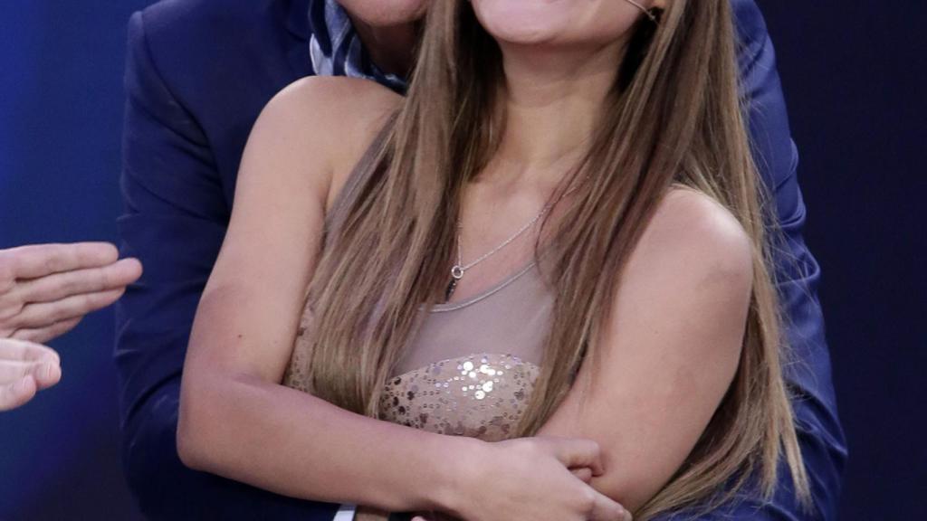 Carlos Lozano y Miriam Saavedra en el plató de Telecinco.