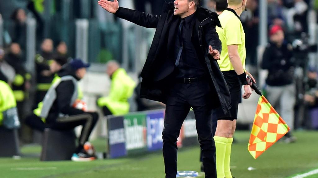 Simeone durante el Juventus - Atlético