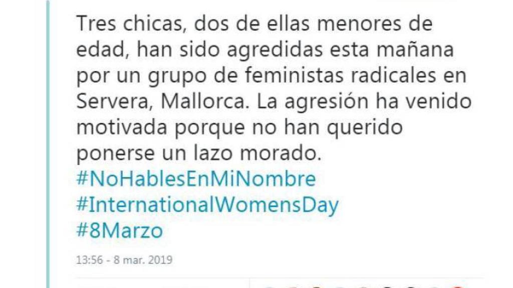 Tuit de Vox Baleares difundiendo la noticia.