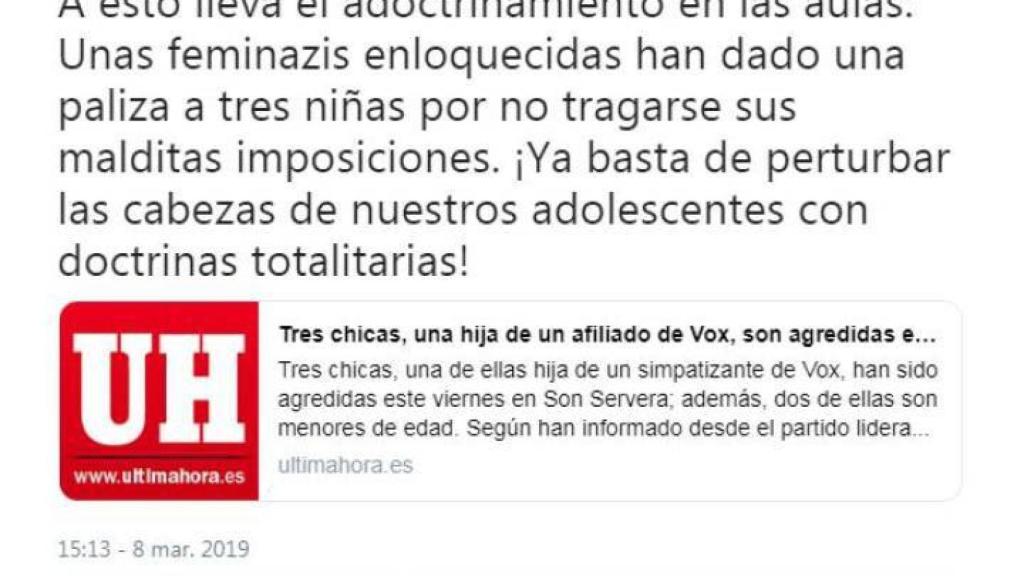 Santiago Abascal difunde el bulo'.