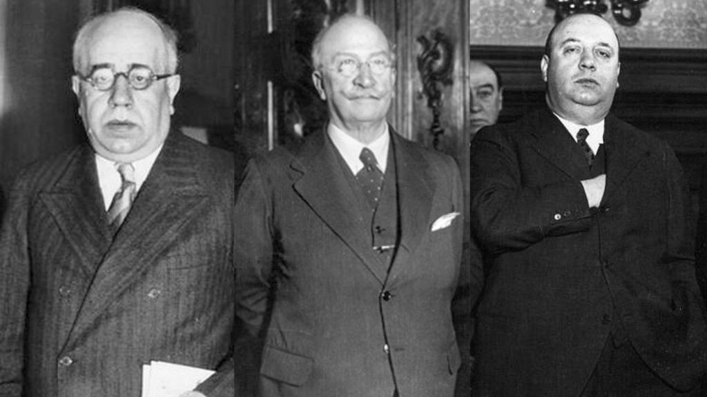Manuel Azaña, Alejandro Lerroux e Indalecio Prieto.