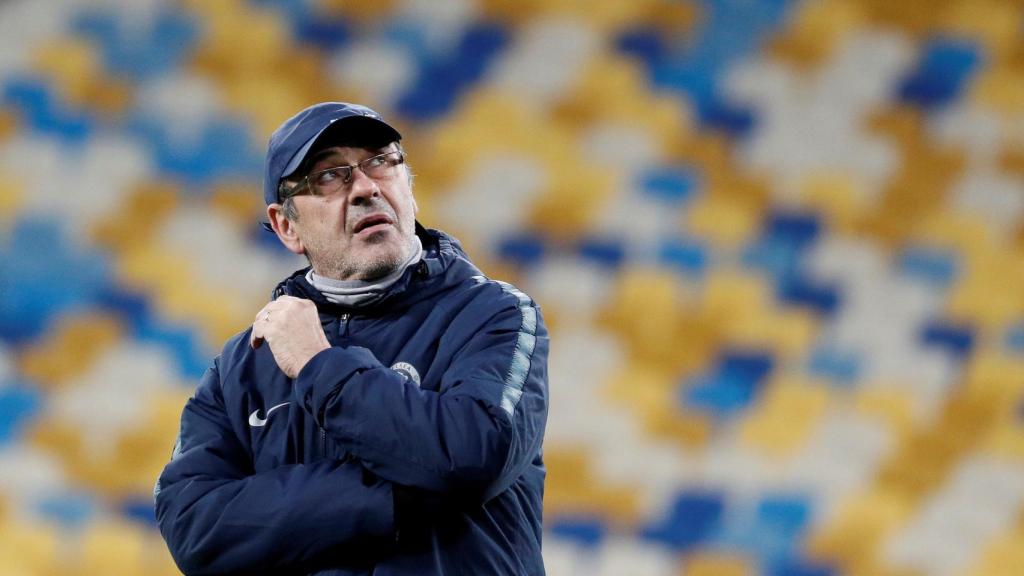 Maurizio Sarri durante un entrenamiento