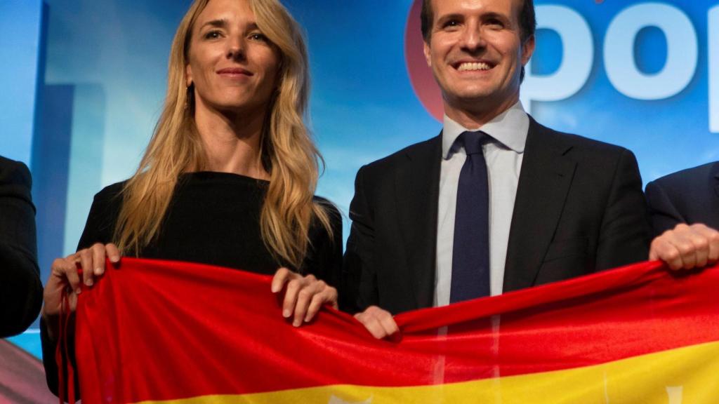 Pablo Casado y Cayetana Álvarez de Toledo durante el mitin en Barcelona.