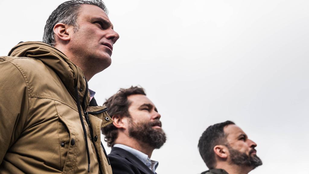 Los dirigentes de Vox Javier Ortega Smith, Iván Espinosa de los Monteros y Santiago Abascal.