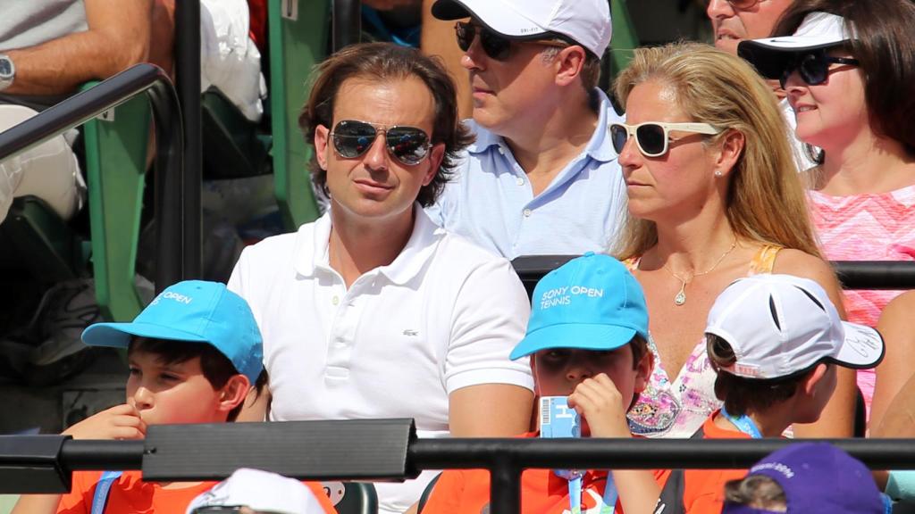 Josep Santacan y Arantxa Sánchez Vicario en el Masters Series de Miami en 2014.