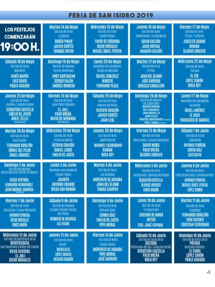 Carteles de San Isidro 2019