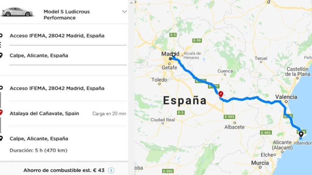 Planificación de la ruta del GPS de Tesla