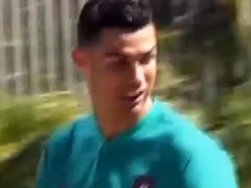 Cristiano en la concentración con Portugal