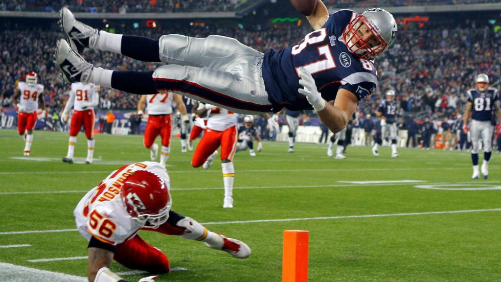 Gronkowski durante un partido contra los Kansas City Chiefs