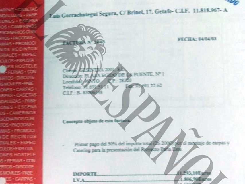 Factura girada a Gesintra SL en 2003.