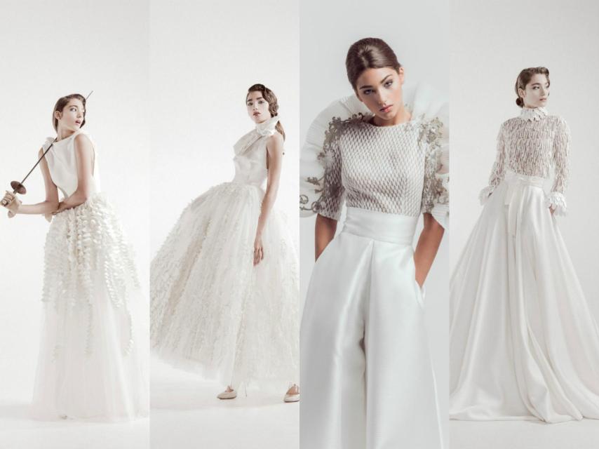 La diseñadora juega con las formas y el tipo de telas para crear sus piezas de novia.