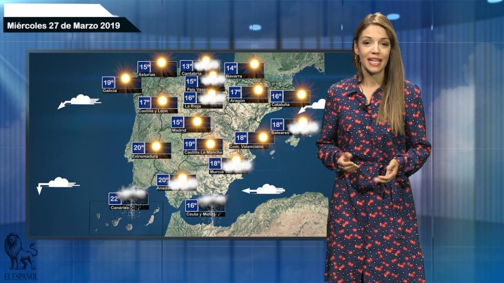 Fotograma de la previsión del tiempo para este miércoles.